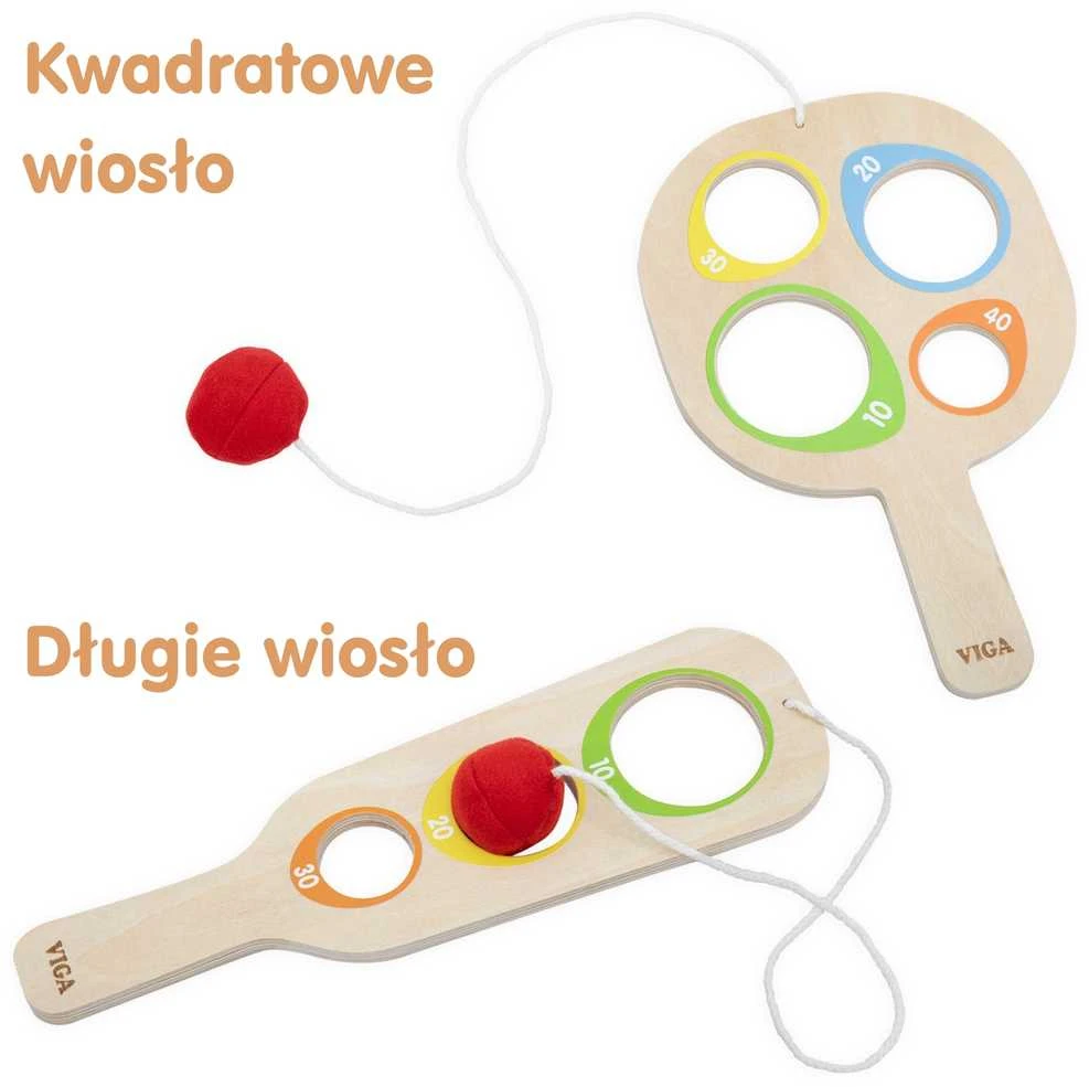 Viga Toys Medinis taiklumo žaidimas su raketėmis Pagauk kamuoliuką VIGA