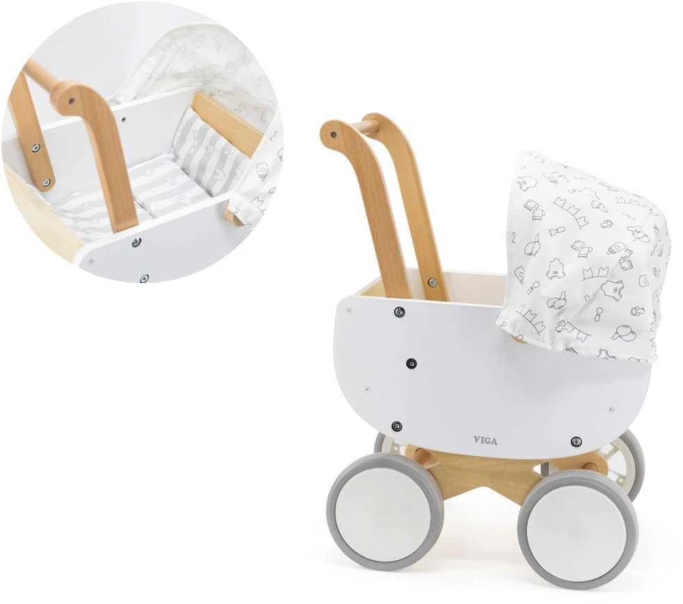 Viga Toys VIGA 44719 Medinis lėlių vežimėlis su gondola