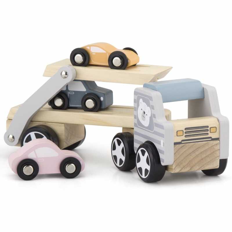 VIGA Medinė automobilių pervežimo priemonė su automobiliukais