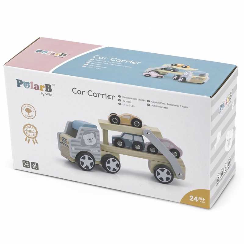 VIGA Medinė automobilių pervežimo priemonė su automobiliukais