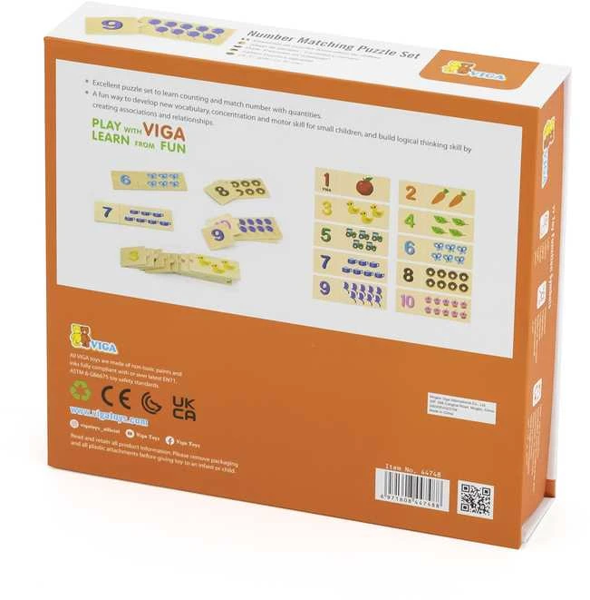 Dėlionė VIGA Medinių dėlionių rinkinys Skaičių atitikimas Montessori