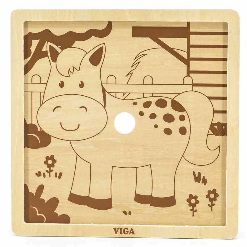 Viga Toys „Viga“ patogus medinis dėlionės arklys 9 elementai