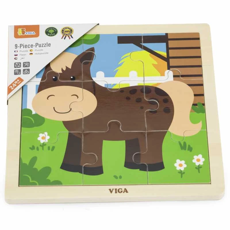Viga Toys „Viga“ patogus medinis dėlionės arklys 9 elementai