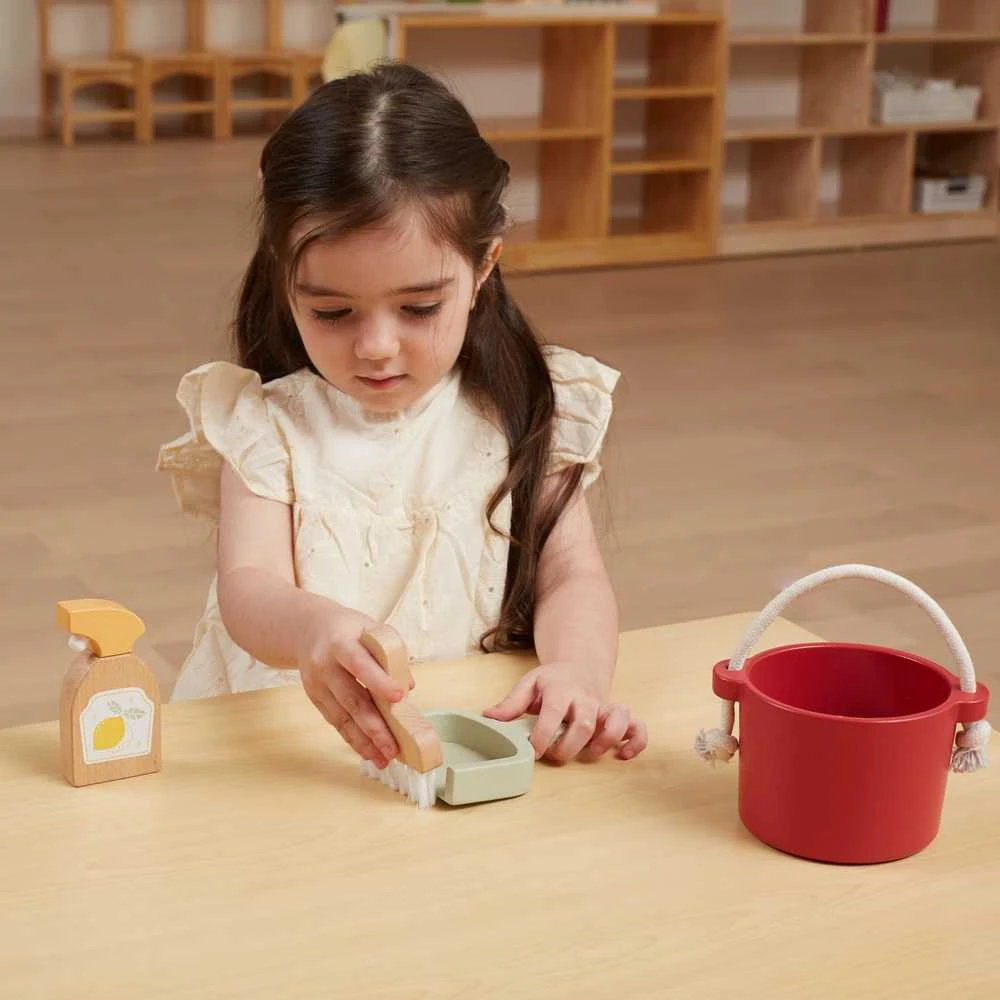 Viga Toys VIGA PolarB medinis valymo rinkinys "Little Cleaner" kibiras