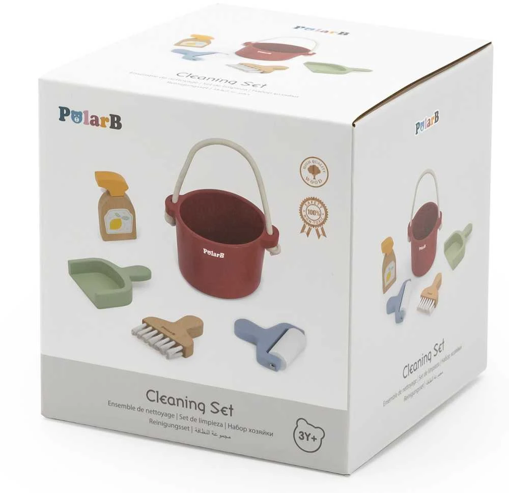 Viga Toys VIGA PolarB medinis valymo rinkinys "Little Cleaner" kibiras