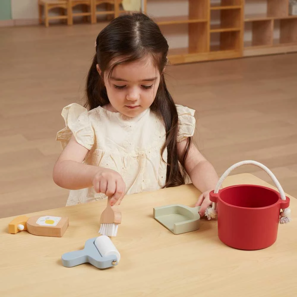 Viga Toys VIGA PolarB medinis valymo rinkinys "Little Cleaner" kibiras