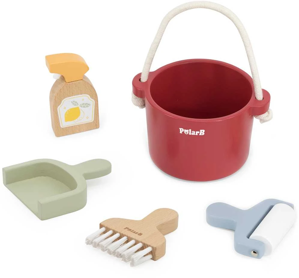 Viga Toys VIGA PolarB medinis valymo rinkinys "Little Cleaner" kibiras