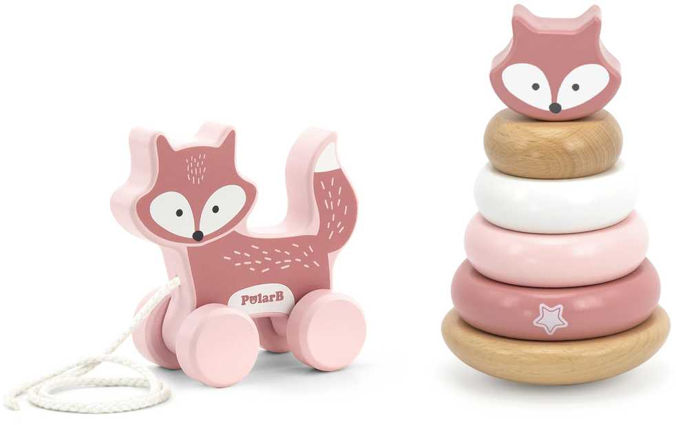 Viga Toys Viga Mediniai Žaislai: Lisekas Piramidė ir Traukiamas Lisekas