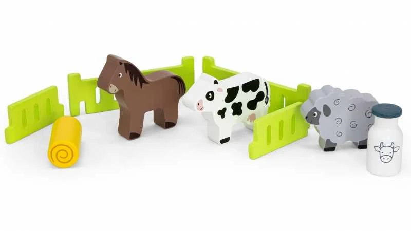 Viga Toys Viga 44680 Medinis traktorius su priekaba ir gyvūnais