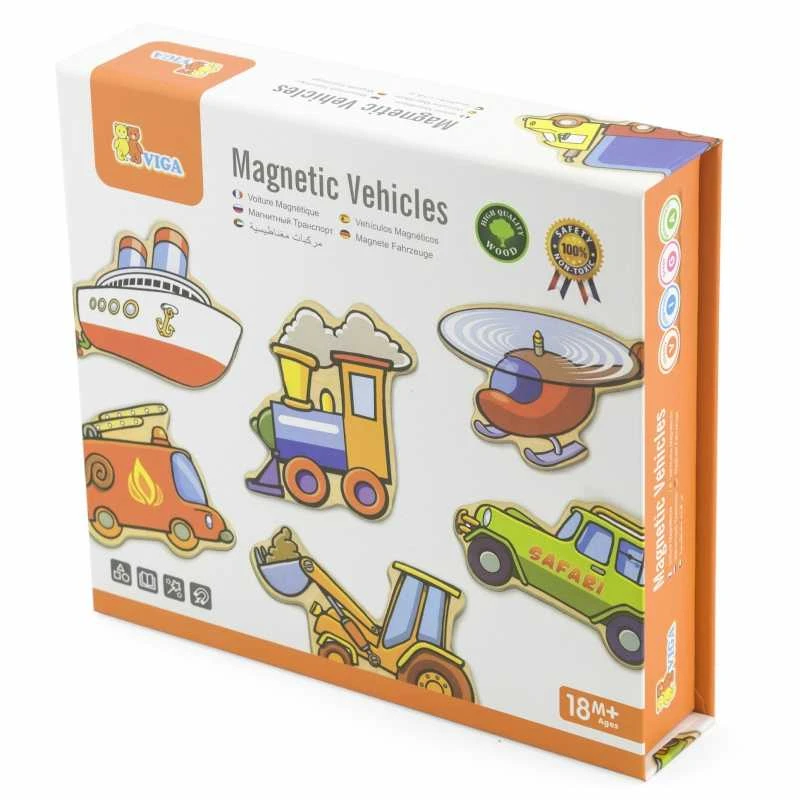 Viga medinių magnetų rinkinys, transporto priemonės, 20vnt.