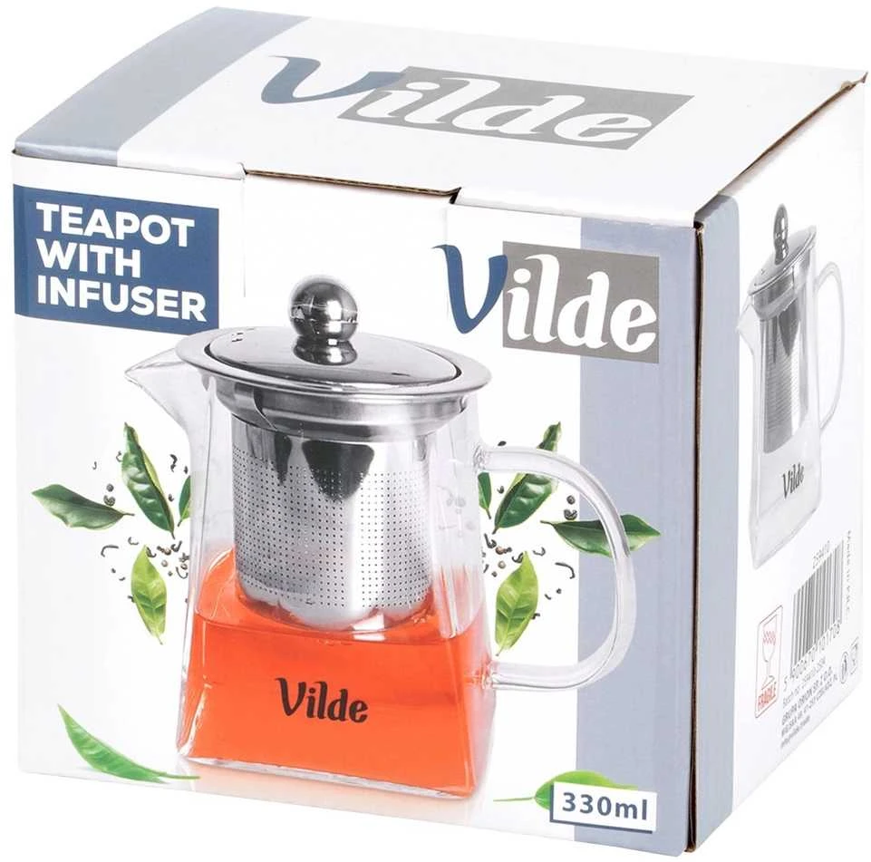 Vilde Arbatinukas 330 ml su Filtru Stiklinis Arbatos Indas