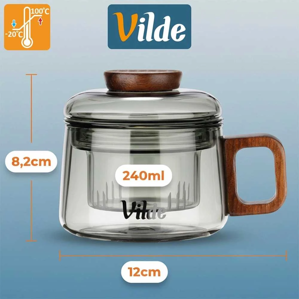 Vilde Arbatos Puodelis su Infuseriu 240 ml - Stiklinis
