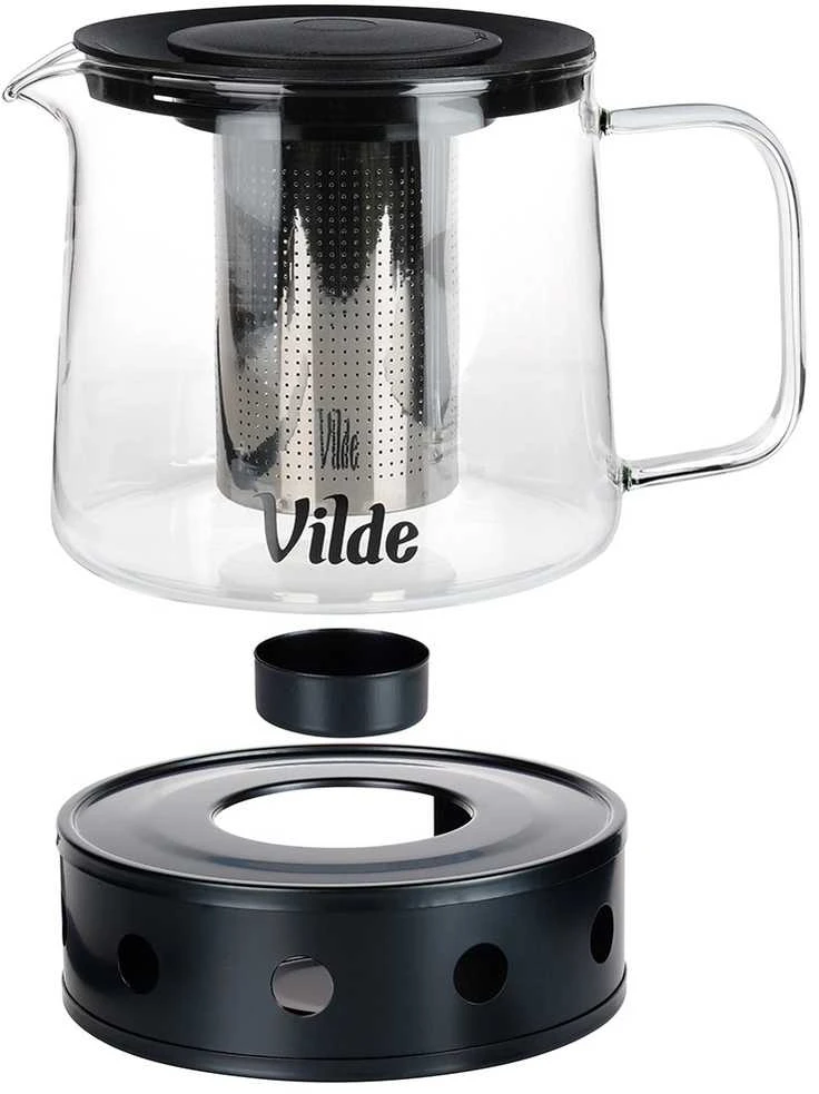 Vilde Arbatos Virdulys su Filtru 1,5 l - Stiklinis Kavos ir Arbatos Puodelis - Infuser - Arbatos Sietelis
