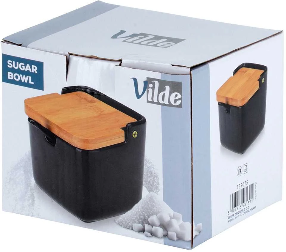 Vilde Cukrinė 250 ml Keramikinė Juoda su Šaukštu