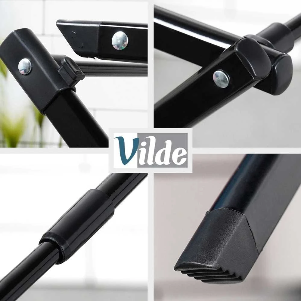 Vilde Drabužių džiovyklė Metalinė Vertikali 10 kg Juoda 43-75x37,5x139 cm