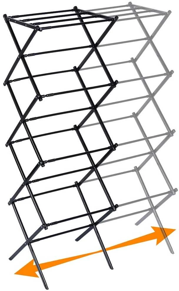 Vilde Drabužių džiovyklė Metalinė Vertikali 10 kg Juoda 43-75x37,5x139 cm