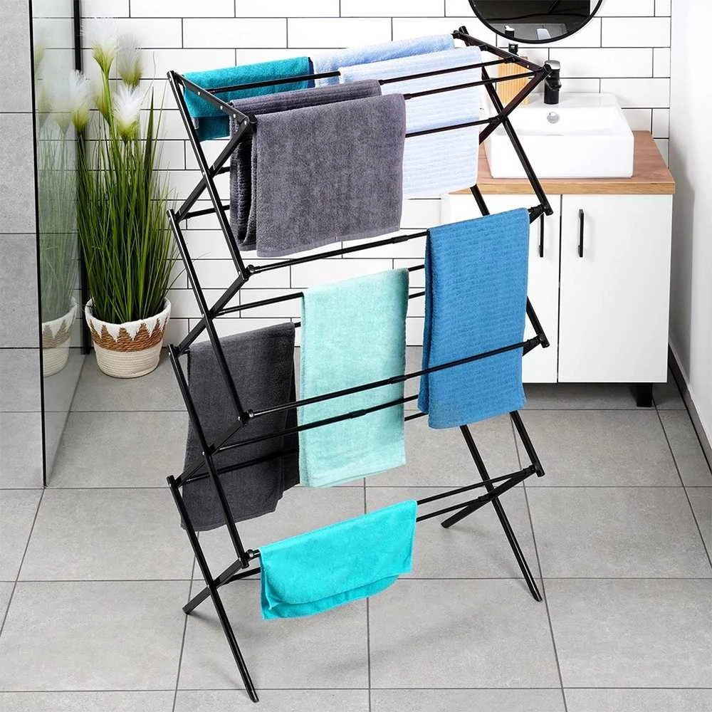 Vilde Drabužių džiovyklė Metalinė Vertikali 10 kg Juoda 43-75x37,5x139 cm