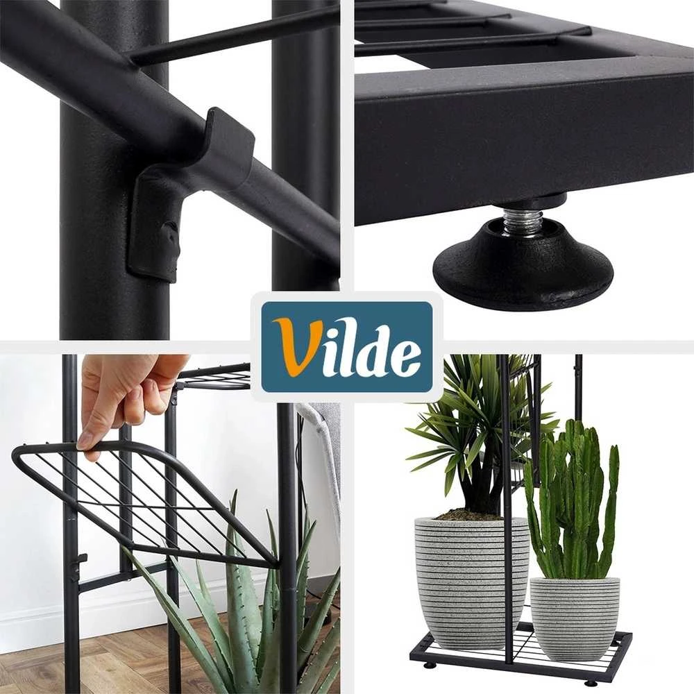 Vilde Juoda metalinis gėlių stovas 7 pakopų 138 cm