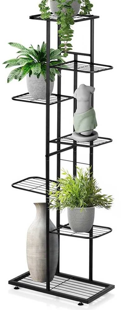 Vilde Juoda metalinis gėlių stovas 7 pakopų 138 cm