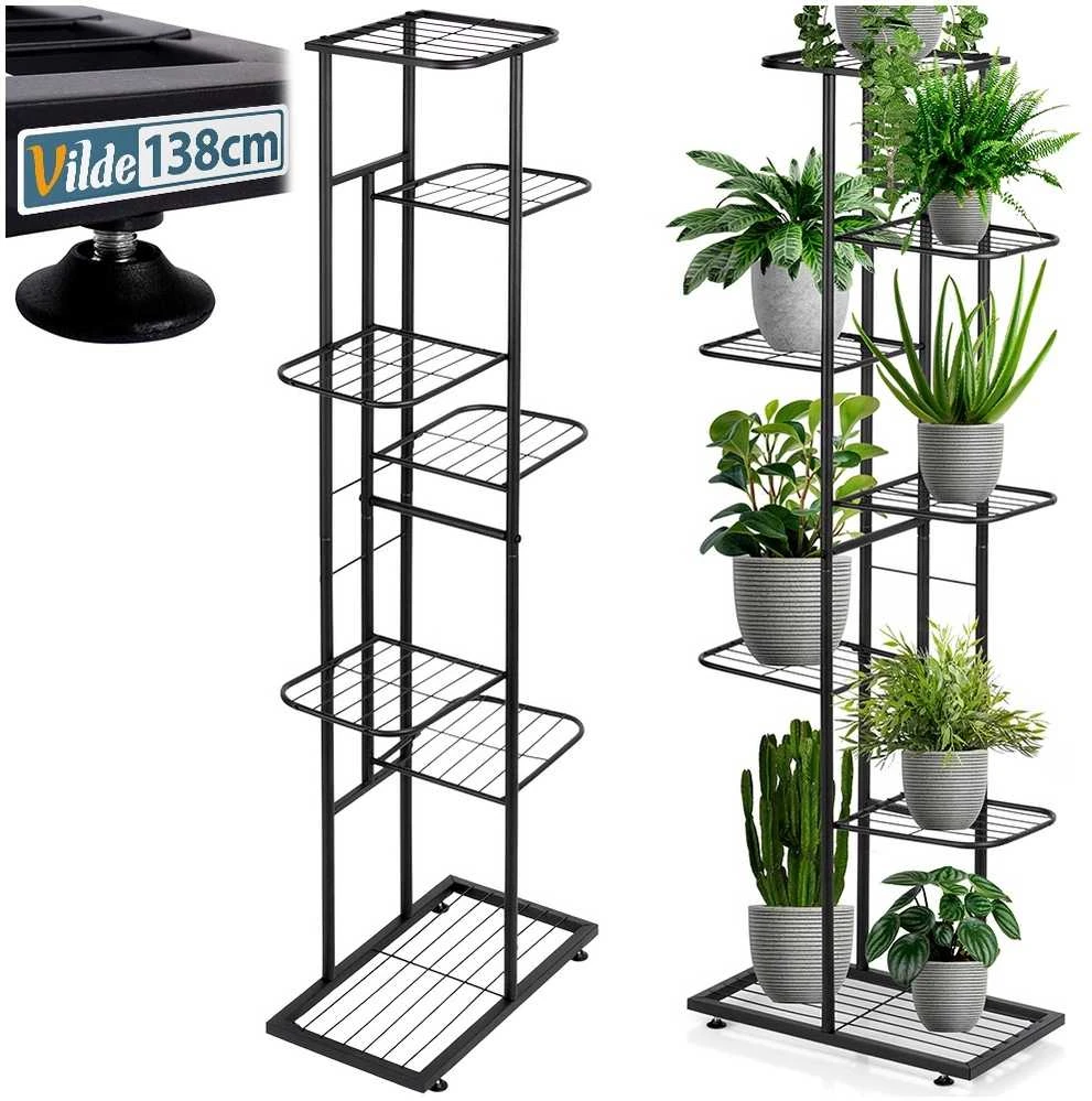 Vilde Juoda metalinis gėlių stovas 7 pakopų 138 cm