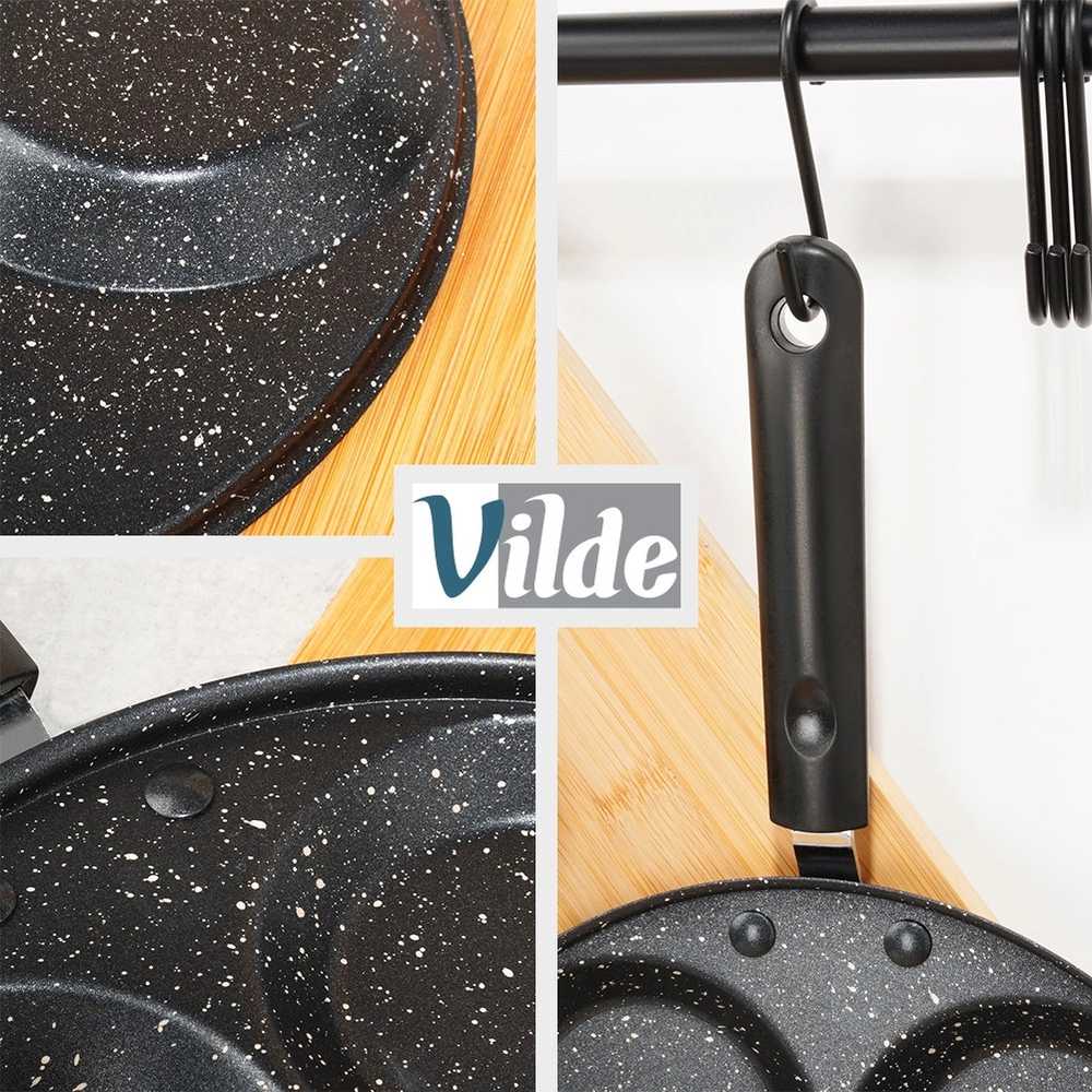 Keptuvė kiaušiniams ar blynams Vilde Basic Line 30 cm granitinė 7 skyrių