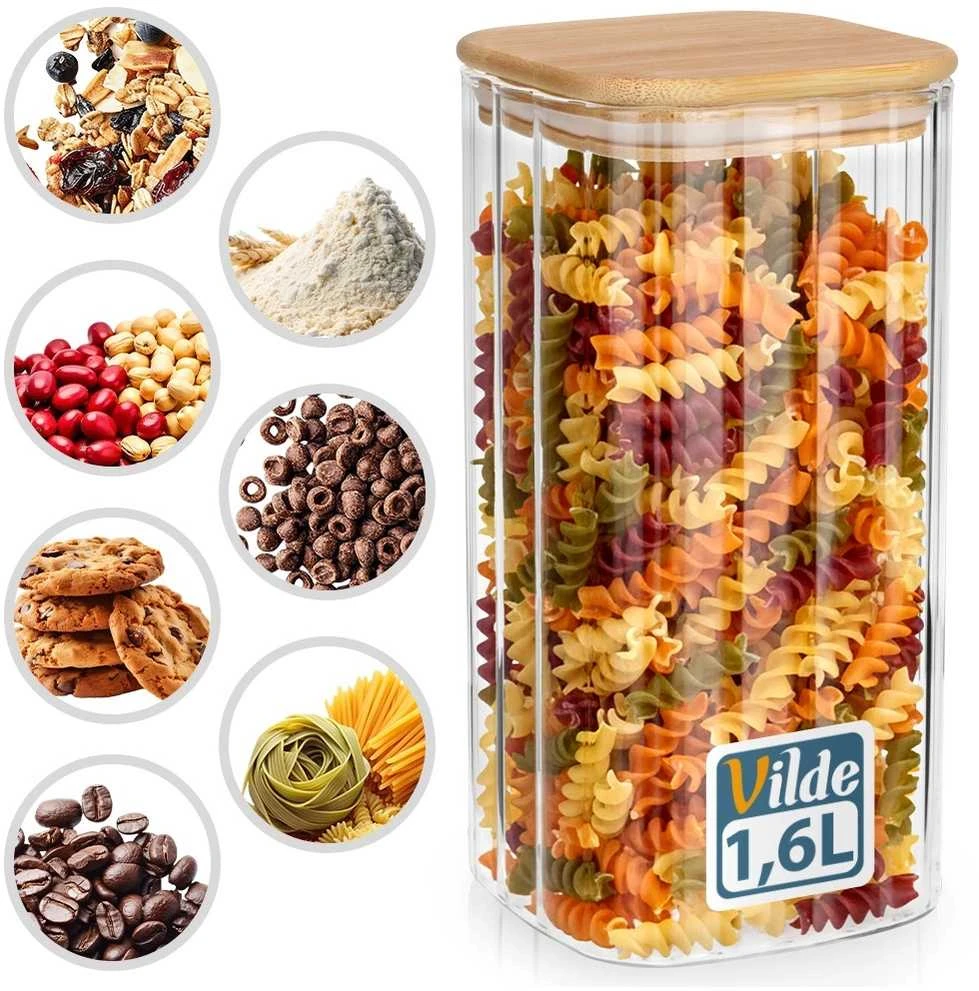 Vilde maisto saugojimo indas su mediniu dangčiu 1,6 l - Indas sausiems produktams