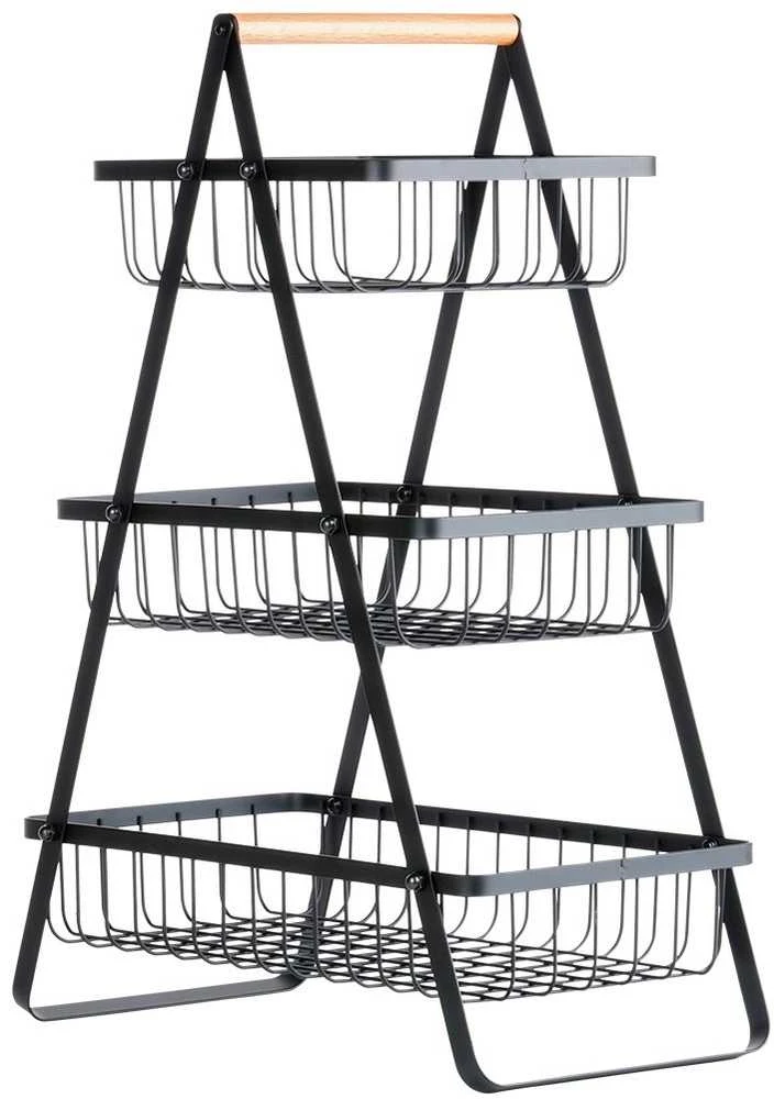 Trijų lygių metalinis vaisių ir daržovių krepšys Vilde, 34x17,5x46,5 cm