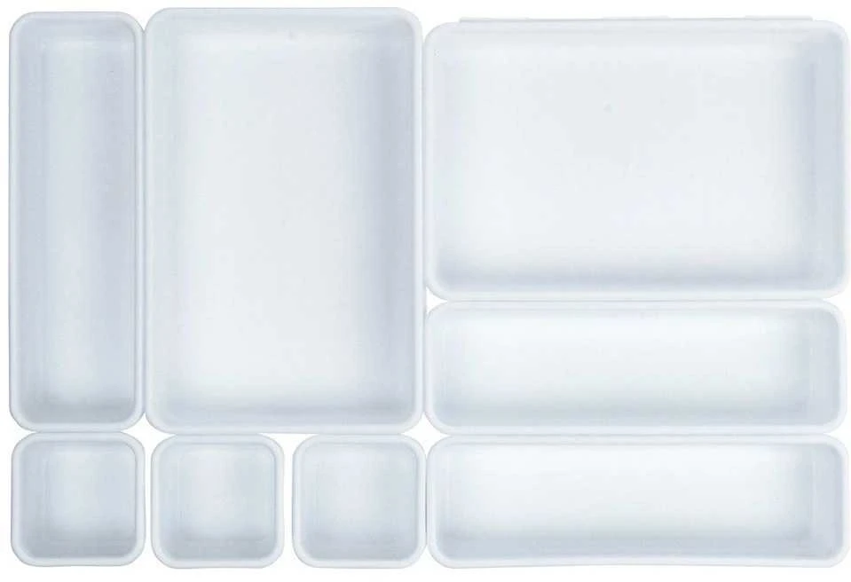 Storage Solutions Vilde Rašomojo stalo stalčių organizatorius baltas modulinis 8 vnt.