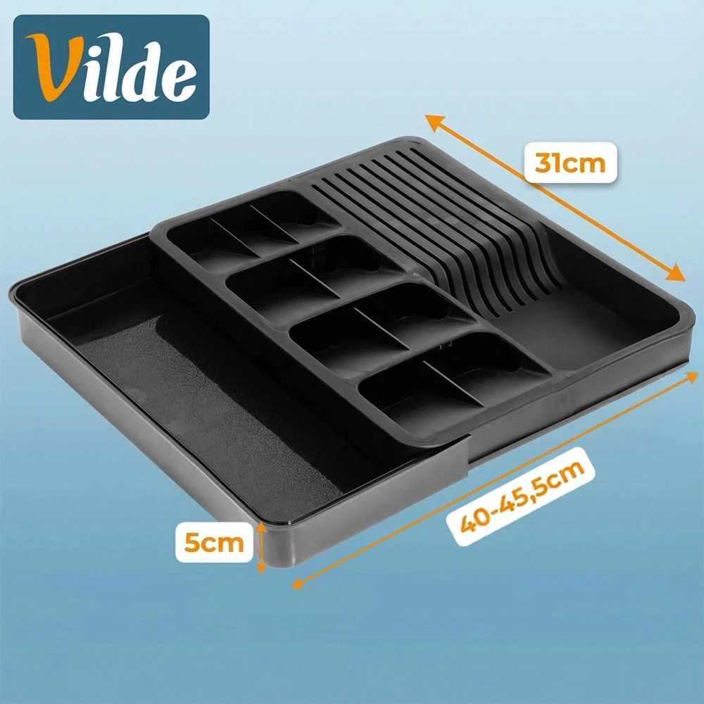Virtuvės įrankių dėklas Vilde 40-45x31 cm, juodas