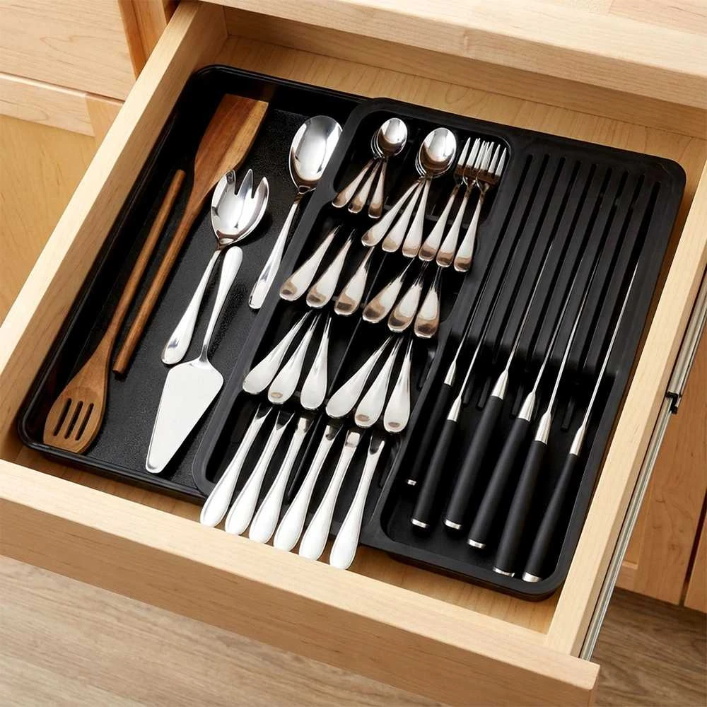 Virtuvės įrankių dėklas Vilde 40-45x31 cm, juodas