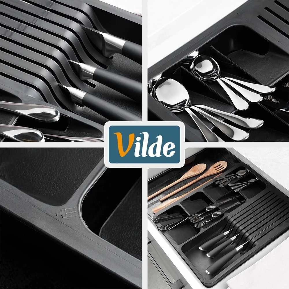 Virtuvės įrankių dėklas Vilde 40-45x31 cm, juodas