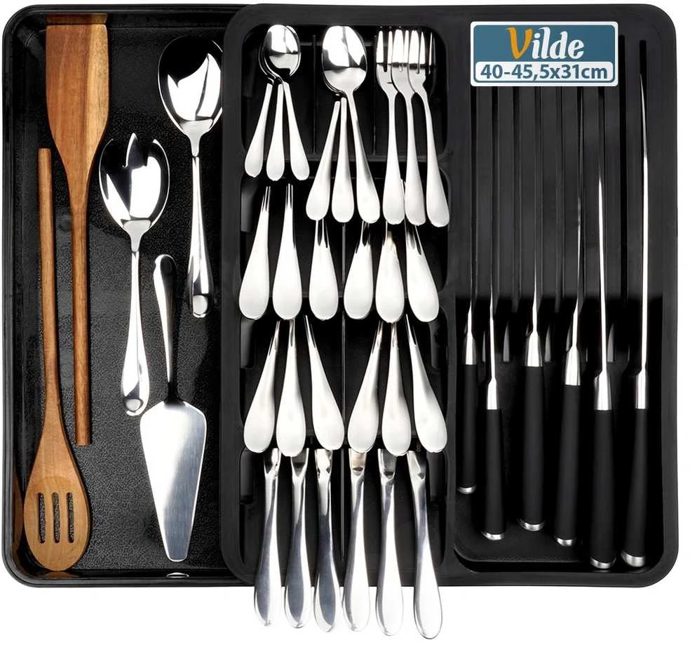 Virtuvės įrankių dėklas Vilde 40-45x31 cm, juodas