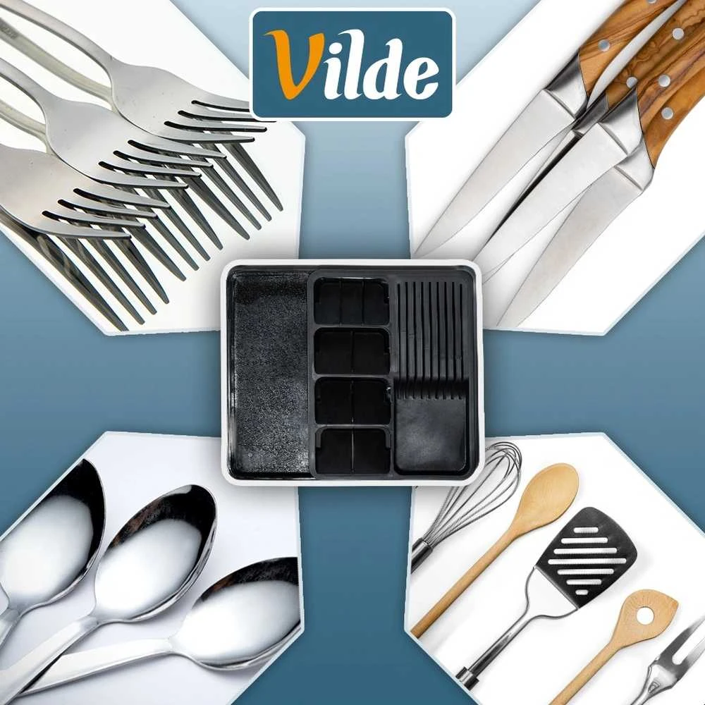 Virtuvės įrankių dėklas Vilde 40-45x31 cm, juodas