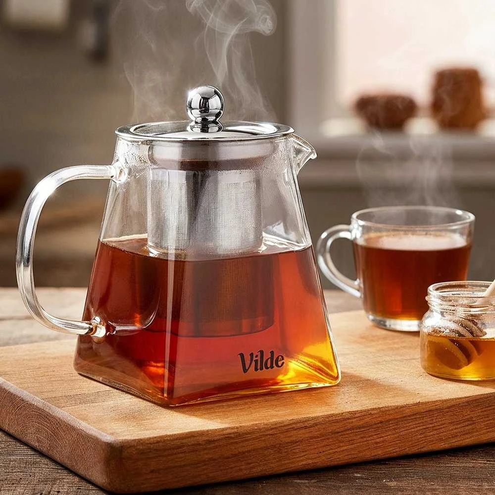 Vilde Stiklinis Arbatinukas 490 ml su Filtru
