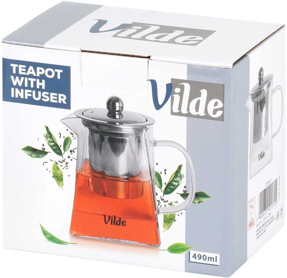 Vilde Stiklinis Arbatinukas 490 ml su Filtru