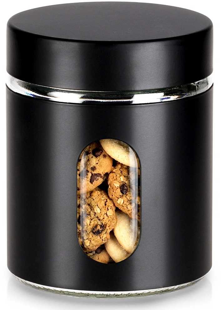 Vilde Stiklinis indas produktams 650 ml; Juodas dangtelis