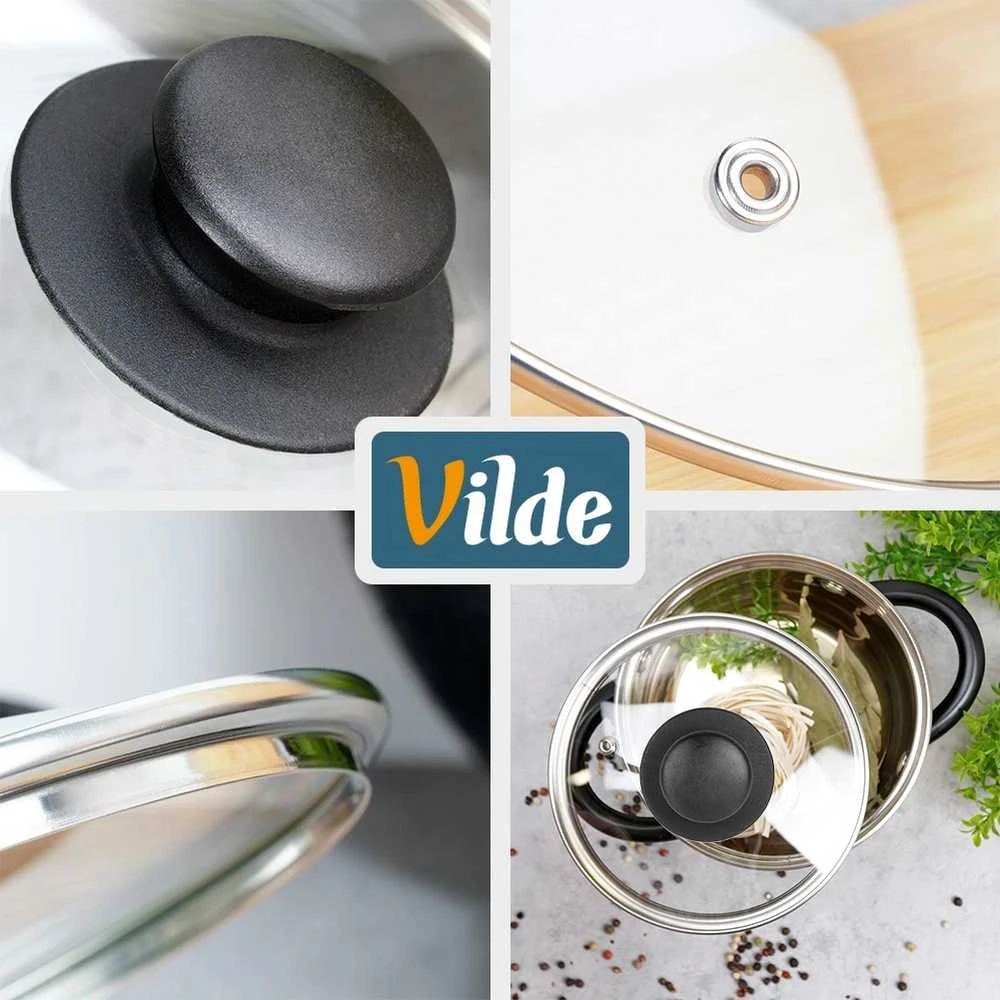 Granchio Italia Vilde Puodo dangtis stiklinė karščiui atsparus 14 cm