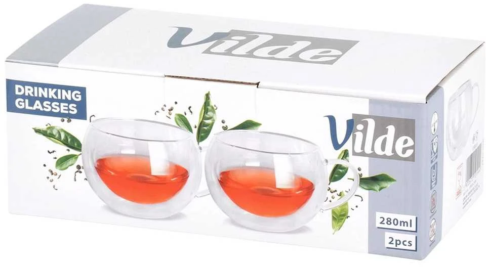 Vilde Termo Puodeliai 280 ml 2 vnt. Dvigubo Sienelės Kavos ir Arbatos