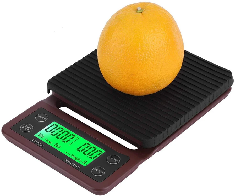 Virtuvinės svarstyklės Elektroninės virtuvės svarstyklės kavos ruošimui su stoperiu 5kg 0,1g