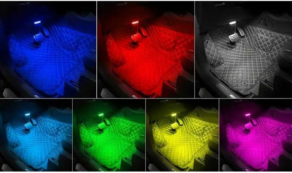 RGB LED Automobilio Interjero Šviesa 6 LED Bevielė Pridėtina