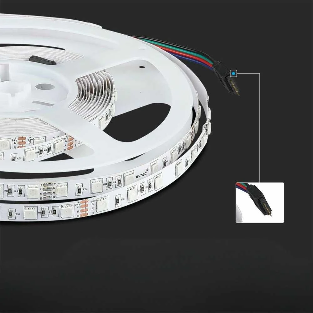 V-tac 10W/m LED juosta, 24V, 60LED/m, 4000K, 5 metrų ritė