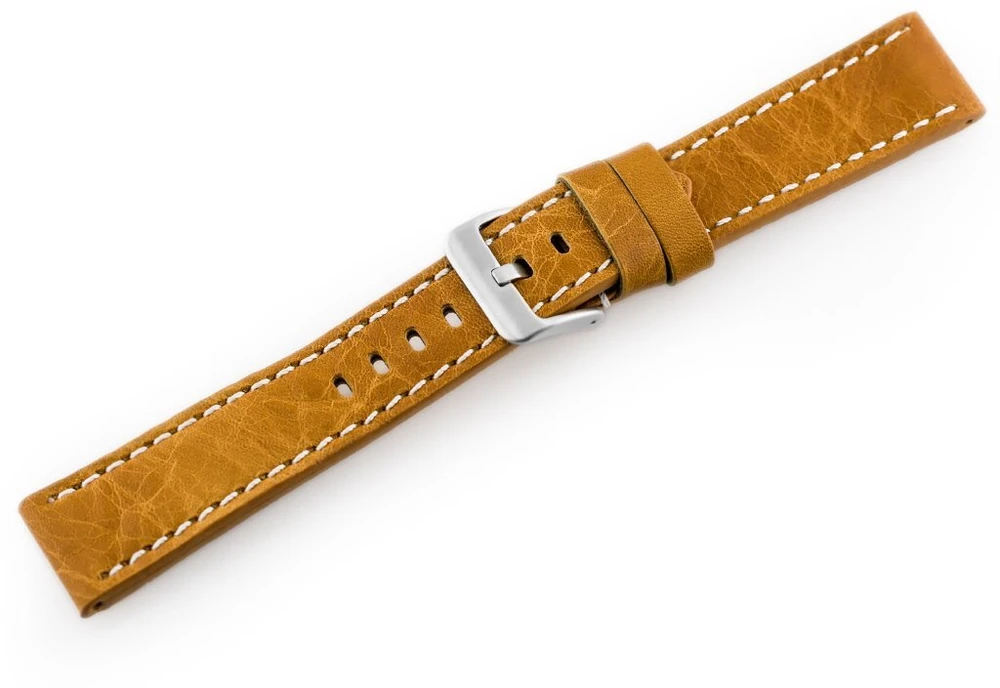 Odinis laikrodžio dirželis „Pacific W48“ – PREMIUM – camel/baltas – 24 mm