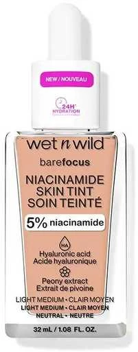 Wet n Wild Bare Focus Niacinamido odos atspalvio makiažas