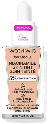 Wet n Wild Bare Focus Niacinamido odos atspalvio makiažas