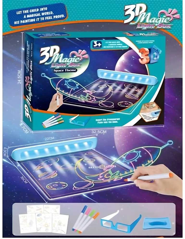 WOOPIE 3D Piešimo Lentelė su LED Apšvietimu