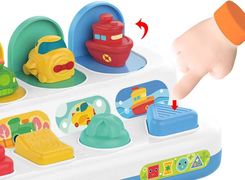 Edukacinis interaktyvus žaislas Iššokantys transporto žaisliukai WOOPIE BABY