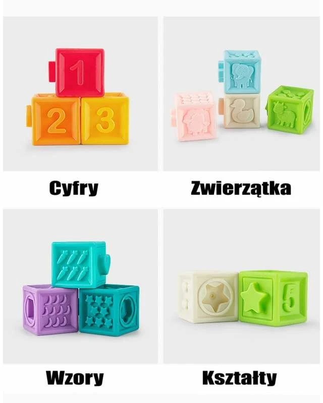 WOOPIE BABY kūdikių sensorinė edukacinė kaladėlių dėlionė 20 vnt