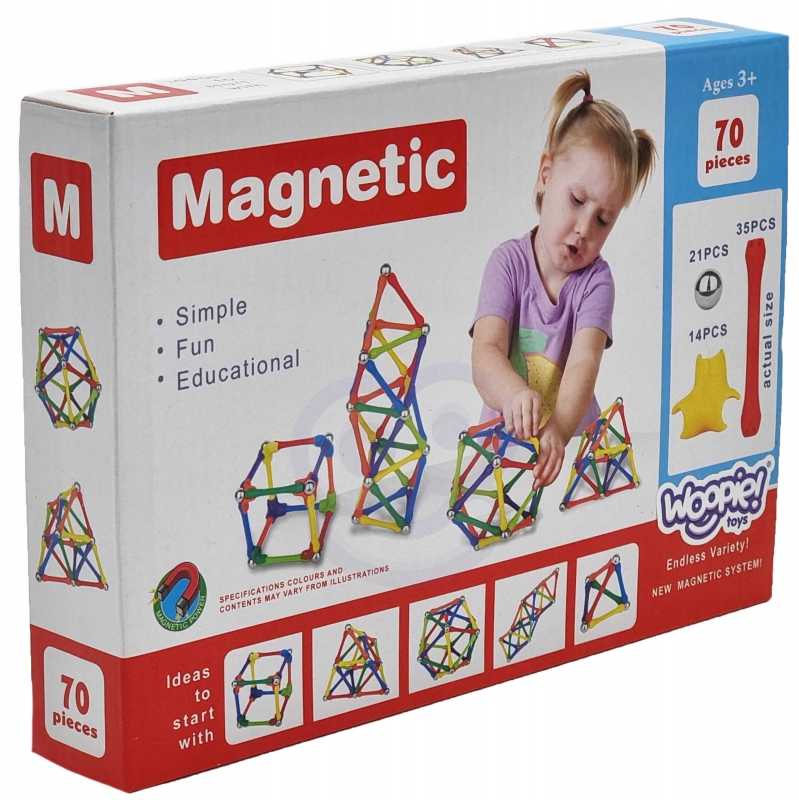 WOOPIE Magnetiniai Blokai Kūrybiniai 70 el.