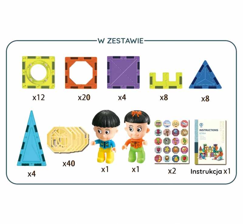 WOOPIE Magnetinės Statybinės Kaladėlės 98 vnt. Su Figūromis