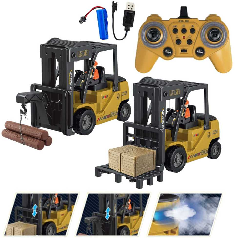 WOOPIE nuotoliniu būdu valdomas šakinis krautuvas 2in1 RC kranas – mastelis 1:24
